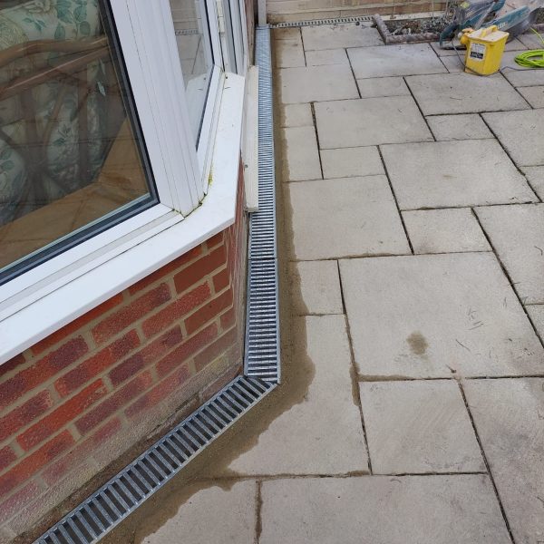 ACO channels cemented in place.